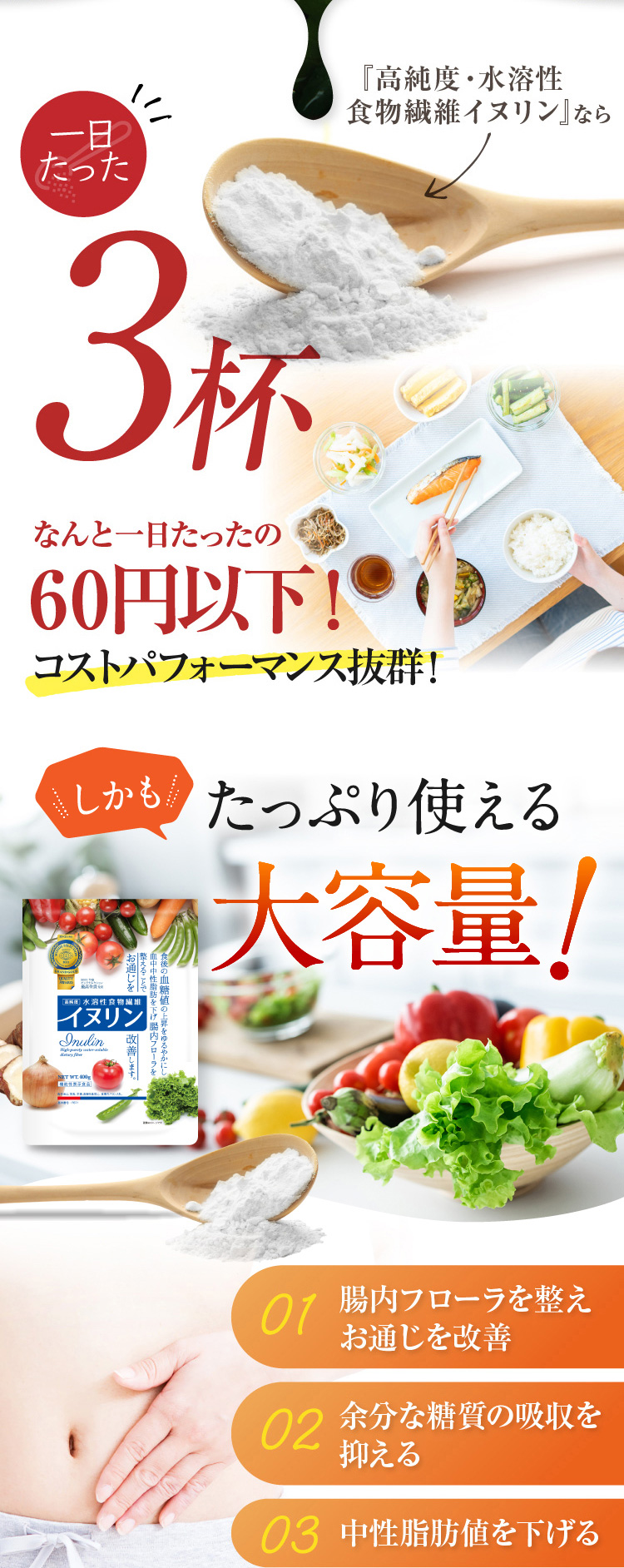 一日たった3杯なんと一日たったの60円以下！コストパフォーマンス抜群！